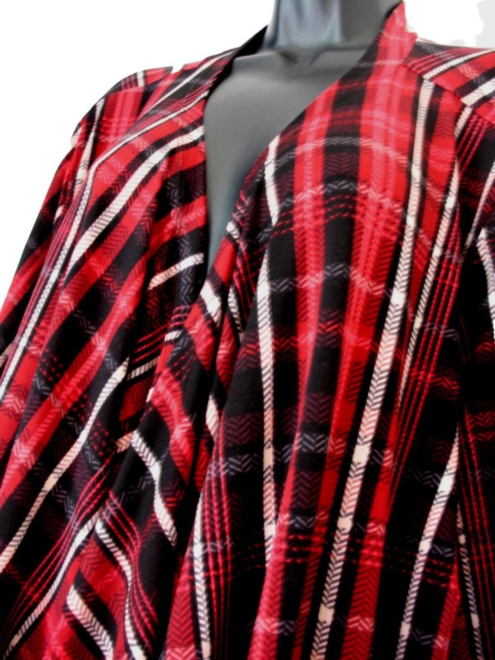 Avenue Women’s Kimono Duster Top 4X Boho/Plaid Fushia/Black - Picture 9 of 16